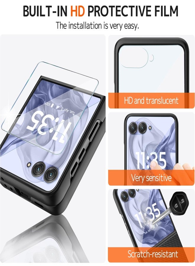 NINKI for Motorola Razr 2024 Plus Case with Kickstand, Screen Protector Leather Case for Motorola Razr 50 Ultra Case 2024, Moto Razr+ Flip Phone Case for Motorola Razr + 2024 Case 5G Carbon Fiber - Image 5